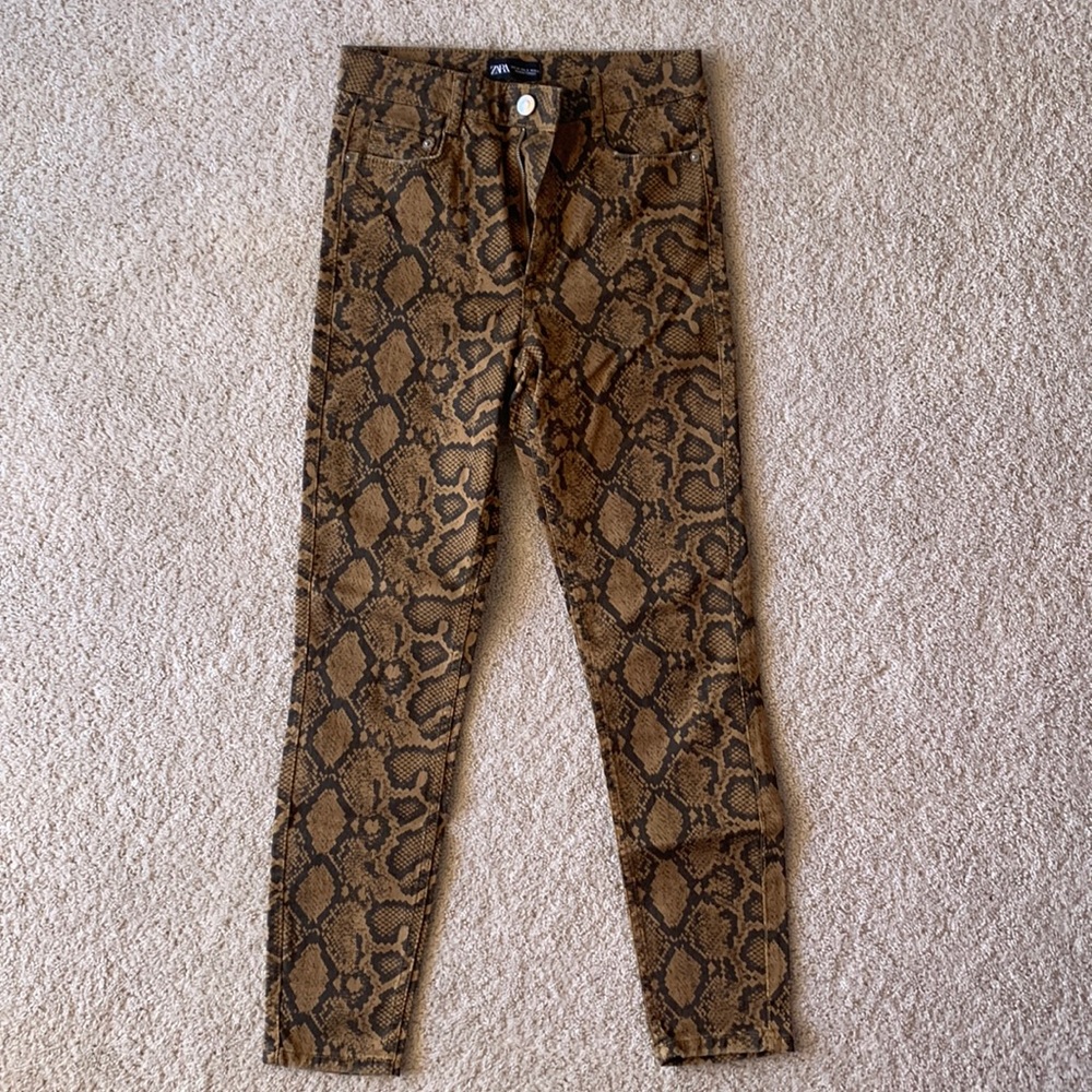 Zara snake print skinny jeans